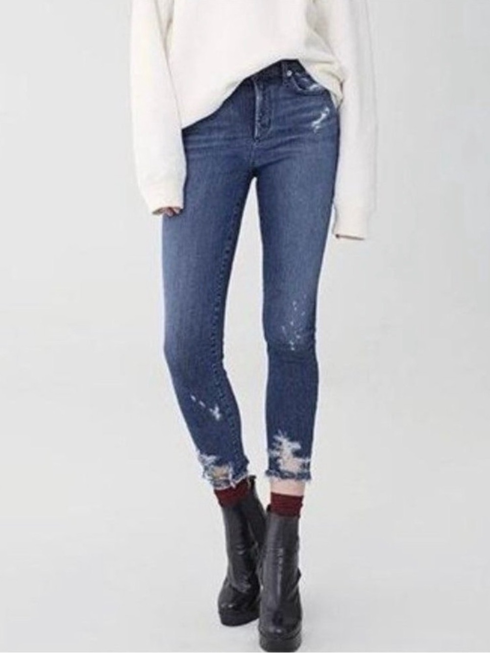 AGOLDE High Rise Crop Skinny Jeans – Medium Wash | Size 27 | Good
